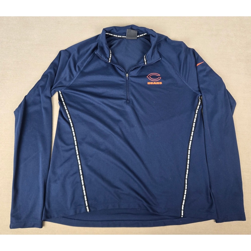 Nike NFL Chicago Bears Womens L Dri-FIT Quarter Zip Pullover Navy Blue Vented